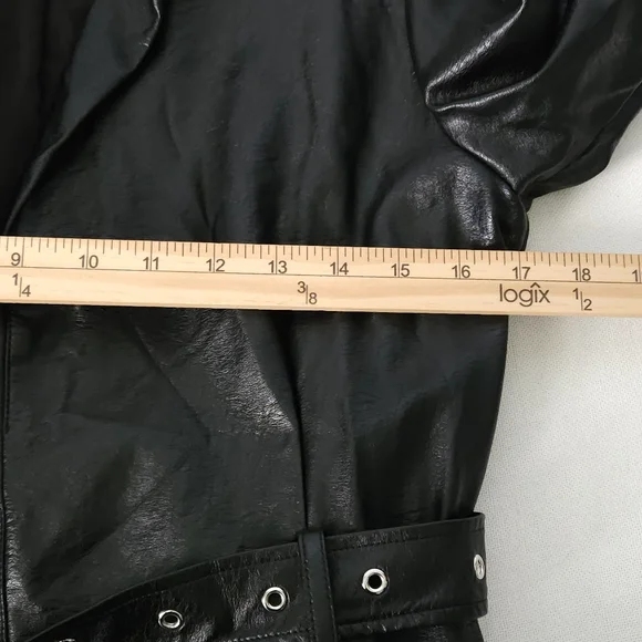 The Ragged Priest 6 Black Silver Flame‎ Trench Coat Y2K Alt Festival Rave Goth - Picture 9 of 12